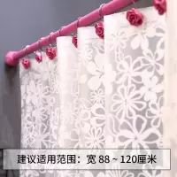 免打孔浴帘套装伸缩杆浴室挂帘隔断帘防水卫生间白色花蔓 三维工匠