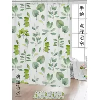 北欧浴帘加厚涤纶防水布ins隔断帘 简易安装套装免打孔 三维工匠