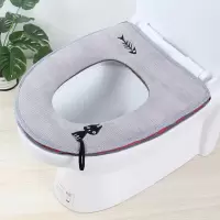 马桶坐垫圈通用防水马桶垫毛绒冬季加厚加绒家用拉链款网红坐便套 三维工匠