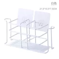 铁艺牙刷架免打孔粘贴式壁挂置物架牙杯套装架子漱口杯架 三维工匠 黑色