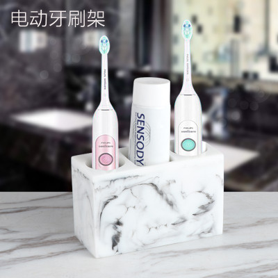 北欧简约免打孔电动牙刷架子收纳家用卫生间牙具座牙膏筒洗漱套装 三维工匠 F款电动牙刷架+托盘