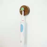 创意实木牙刷置物架吸壁式铜电动牙刷架牙杯架免打孔壁挂洗漱架 三维工匠 单人牙杯架
