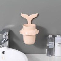 梳子盒免打孔卫生间洗漱洗手台牙膏牙刷置物架壁挂式收纳筒浴室 三维工匠 白色牙刷架