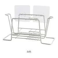 免打孔铁艺牙刷置物架漱口杯收纳架家用壁挂牙具挂架牙刷架 三维工匠 白色