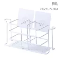 挂牙刷架吸壁式简约日式宿舍套装刷牙杯洗手间挂墙欧式洗脸台沥水 三维工匠 白色