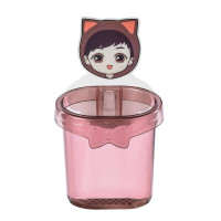 卫生间置物架免打孔浴室洗漱台壁挂式梳子收纳盒电动牙刷架收纳架 三维工匠 卡通杯架[灰色]公主款