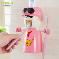 刷牙杯套装壁挂卡通牙刷架挤牙膏器吸壁式洗漱杯儿童情侣漱口杯 三维工匠 男生系列:西部牛仔