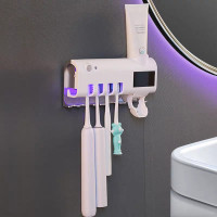 智能置物架烘干免打孔多功能卫生间壁挂式 三维工匠 牙刷消毒器带烘干功能款(蓝色)牙刷架