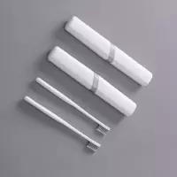 牙刷盒便携式创意牙刷套牙具盒带盖牙刷架旅行牙刷收纳盒旅游套装 三维工匠 组合装白+粉