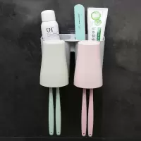 新款2/3/4口 吸壁式牙刷架洗漱套装壁挂杯架漱口杯刷牙杯浴室套装 三维工匠 竹纤维三口不带挤牙器