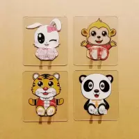 。免打孔卫生间挂牙刷架吸盘式牙刷挂钩可爱卡通无痕贴架子牙刷支 三维工匠 4个透明底卡通牙刷架子