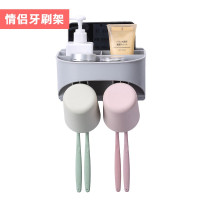 三维工匠刷置物架壁式牙刷架牙杯壁挂式洗漱套装牙具免打孔多功能 三 2口款+吹风机架+挤牙膏器[包含2个杯子+一个螺丝刀]