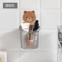 菠萝硅胶置物架卡通免打孔壁挂收纳筒牙膏收纳盒家用浴室牙刷架牙 三维工匠 公主款灰色