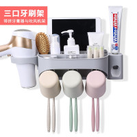 牙刷置物架漱口杯套装三四口之家卫生间免打孔牙具吸壁挂式洗漱台 三维工匠 二杯款[送二个牙刷杯+一个螺丝刀]牙刷架