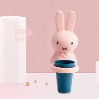 儿童训练牙刷杯吸盘洗漱杯免打孔 卡通可爱壁挂置物架牙具座套装 三维工匠 柠檬黄(黏贴式)送牙刷