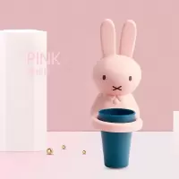 儿童训练牙刷杯吸盘洗漱杯免打孔 卡通可爱壁挂置物架牙具座套装 三维工匠 樱桃粉(吸盘式)送牙刷