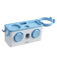 卫生间壁式多功能牙刷架牙膏置物架四口之家免打孔家用套装壁挂式 三维工匠 白色甜蜜情侣款