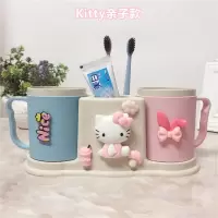 卡通家用可爱公主双人闺蜜洗漱杯情侣套装卫浴牙刷架儿童刷牙杯 三维工匠 小熊蓝