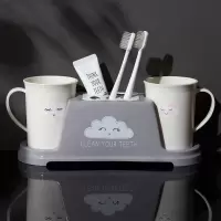 情侣简约漱口杯套装家用牙刷杯牙缸卫生间牙刷置物架刷牙杯牙具座 三维工匠 天蓝