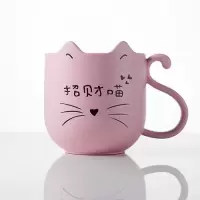 漱口杯儿童家用卡通刷牙杯可爱北欧口杯创意喝水洗漱杯子小麦秸秆 三维工匠 猫杯北欧蓝+米送4支牙刷