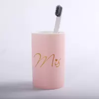 漱口杯情侣刷牙杯套装创意牙缸欧式洗漱杯结婚牙杯口杯陶瓷水杯子 三维工匠 金字MR黑色直口漱口杯