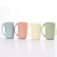 漱口杯大容量 大号 塑料情侣款刷牙杯子口盅杯家用杯子大口杯带把 三维工匠 混色4个装洗漱杯