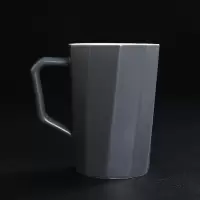 创意多边形情侣牙刷杯子一对家用简约陶瓷洗漱杯套装漱口杯欧式 三维工匠 高款条纹深灰色默认男士名字