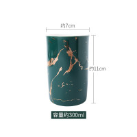 创意金大理石纹陶瓷漱口杯刷牙杯ins祖母绿洗漱杯牙杯情侣牙刷缸 三维工匠 大理石纹绿色直口杯一对