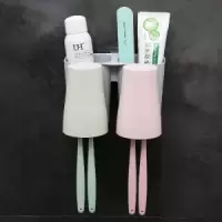 家用牙缸洗漱口挂壁式刷牙杯挂墙家庭套装一家三口亲子网红牙刷架 三维工匠 透明款两口(带挤牙膏器)