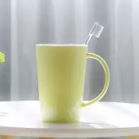 大容量漱口杯陶瓷洗漱杯 刷牙漱口杯 简约纯色家用牙缸牙刷杯 三维工匠 抹茶色