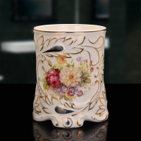 家用漱口杯创意欧式陶瓷刷牙杯子情侣新婚刷牙洗漱杯浴室套装牙缸 三维工匠 女神系列米色1个