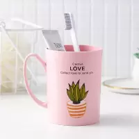 家用刷牙杯子套装塑料情侣款卡通创意可爱简约结婚洗漱缸口杯一对 三维工匠 粉色洗漱杯