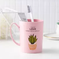 家用刷牙杯子套装塑料情侣款卡通创意可爱简约结婚洗漱缸口杯一对 三维工匠 蓝色洗漱杯