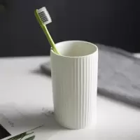 日式陶瓷婚庆礼品刷牙杯涮牙杯漱口杯家庭套装组合情侣一对牙刷杯 三维工匠 白色旋纹,单杯洗漱杯