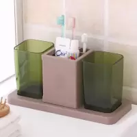 漱口杯刷牙杯牙缸家用简约创意牙刷盒牙具盒情侣洗漱杯牙刷杯套装 三维工匠 漱口杯套装底座白色-混装