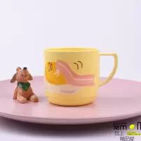 可爱卡通粉色密胺带柄儿童刷牙杯洗漱杯喝水杯厚实耐热耐摔 三维工匠 白KT一个7.5*7.5cm买2个送杯盖