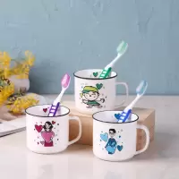刷牙杯儿童漱口杯陶瓷套装一家四口之家庭装亲子牙刷杯牙缸杯情侣 三维工匠 黑线涑口杯[爸爸]单个洗漱杯