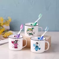 刷牙杯儿童漱口杯陶瓷套装一家四口之家庭装亲子牙刷杯牙缸杯情侣 三维工匠 黑线一家三口[爸妈儿子]洗漱杯
