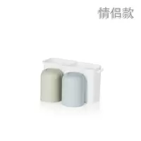日式牙刷架吸壁式洗漱杯子牙膏盒刷牙杯套装牙具漱口杯壁挂架 三维工匠 白色二口(带)挤牙膏器