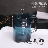 简约牙杯带柄刷牙杯家用牙刷杯漱口杯情侣洗漱杯子茶水杯牙桶牙缸 三维工匠 酒红色带柄透明1个