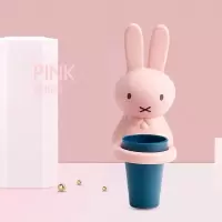 儿童宝宝漱口杯卡通可爱水杯家用牙缸牙刷牙杯子创意防摔洗漱套装 三维工匠 粉红色(黏贴式)送1把牙刷洗漱杯