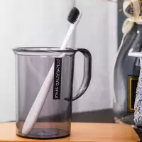 日式透明漱口杯 情侣简约刷牙杯家用洗漱杯北欧家用加厚ins风牙杯 三维工匠 B款简约咖