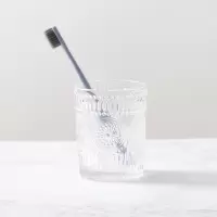 漱口杯ins风浮无铅玻璃杯漱口简约漱口杯北欧刷牙洗漱杯带托盘 三维工匠 一对金边矮杯金盘(不含牙刷)