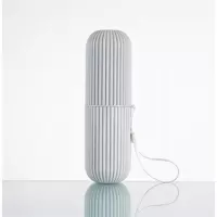 家庭便携式有盖牙刷盒简约现代保护套牙刷杯创意旅行漱口杯套装 三维工匠 北欧白+蓝条纹洗漱杯