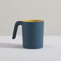 吉田社情侣漱口杯刷牙杯子家用洗漱杯套装简约带把手牙缸杯塑料杯 三维工匠 带把手浅蓝色