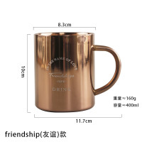 不锈钢真空镀铜刷牙杯子北欧漱口杯创意韩国套装牙缸杯双层牙刷杯 三维工匠 本色没有文字款洗漱杯