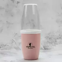 旅行洗漱牙刷杯子便携式简约创意多功能易旅游漱口杯带盖北欧塑料 三维工匠 天空蓝(无牙刷)洗漱杯
