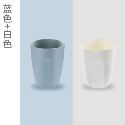 家用简约漱口杯创意口杯洗漱杯ins风牙缸杯北欧情侣牙杯刷牙杯子 三维工匠 [2个装]蓝色+白色