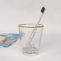 描金边锤纹玻璃杯网红一家三口漱口杯北欧ins刷牙杯情侣洗漱套装 三维工匠 描金边锤纹/对杯+2位金色托盘洗漱杯