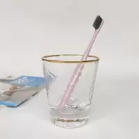 描金边锤纹玻璃杯网红一家三口漱口杯北欧ins刷牙杯情侣洗漱套装 三维工匠 描金边锤纹/单杯洗漱杯